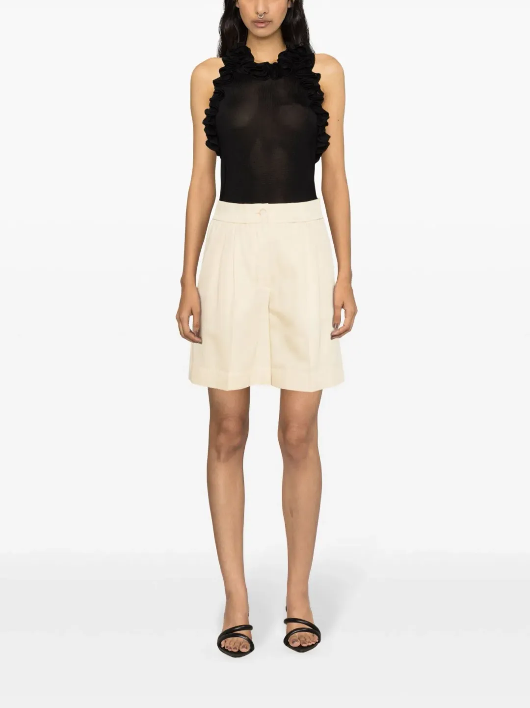 Zimmermann Matchmaker Ruffled Tank Top Knit Black Size 0 / AU 8 for rent on The Volte - main image