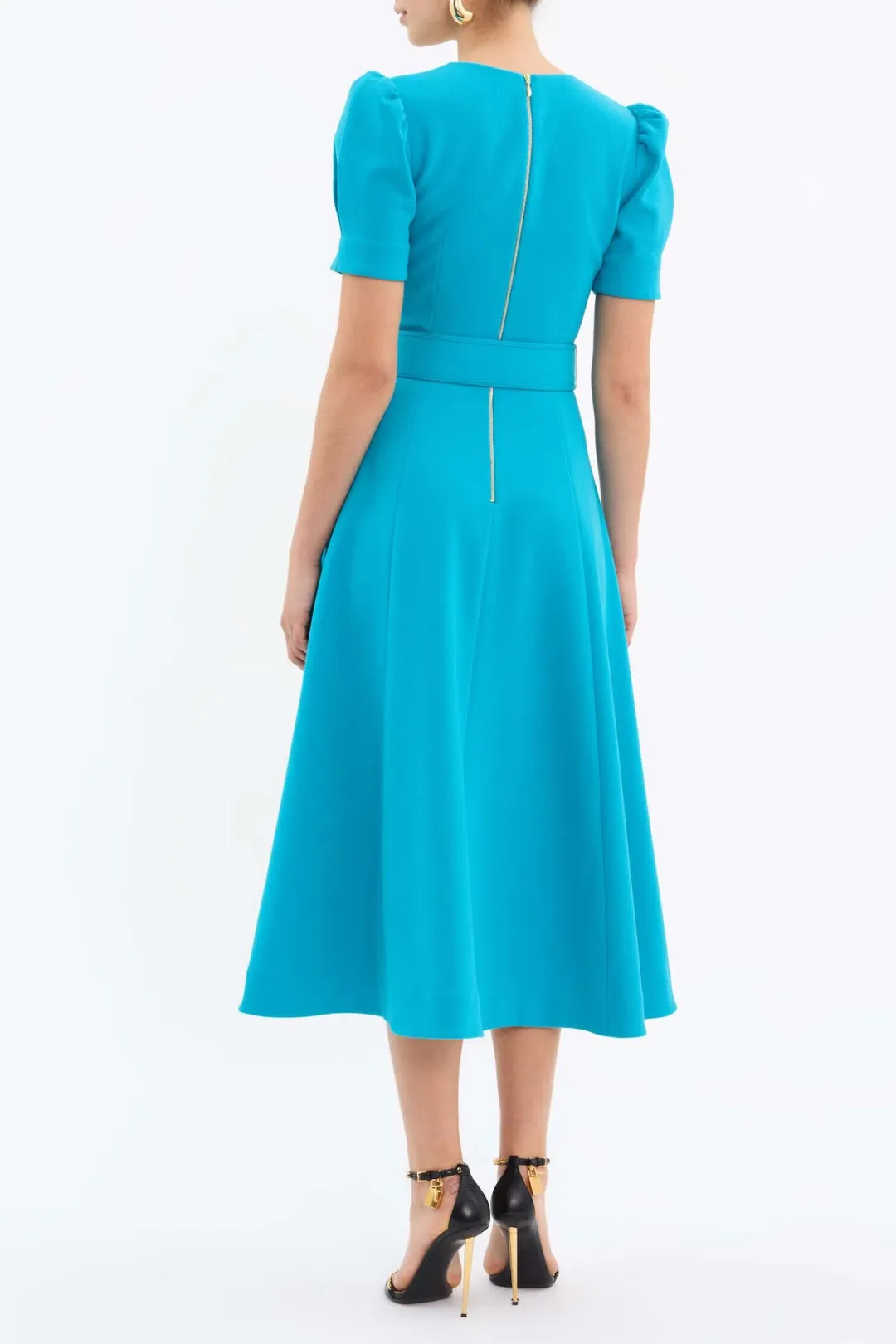 Rebecca Vallance Ella Short Sleeve Midi Dress Blue Size AU 10 for rent on The Volte - main image