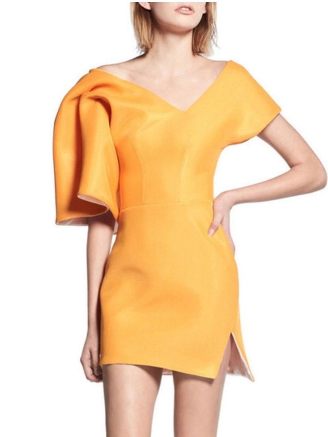 Toni Maticevski Peacock Cocktail Mini Dress Sunset Yellow Size 10 for rent on The Volte - main image