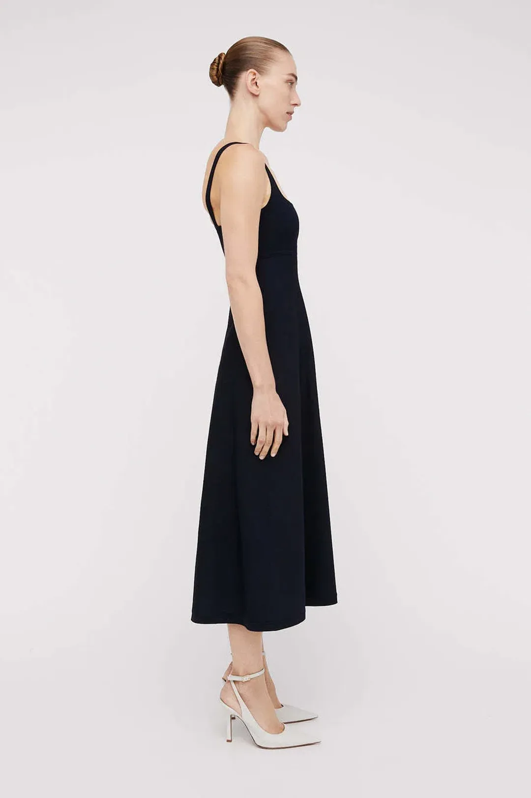Scanlan Theodore Crepe Knit Square Neck Dress Navy Size 8 for rent on The Volte - main image