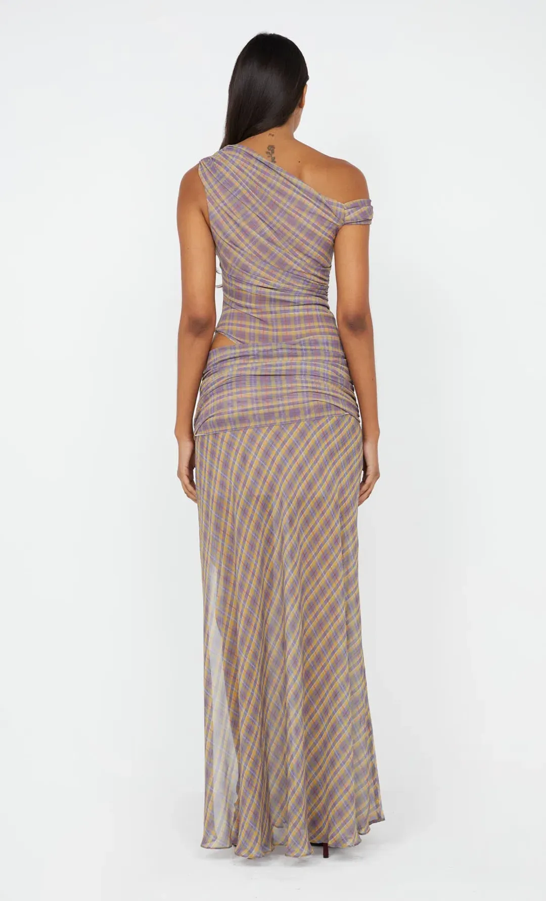 Bec & Bridge Aurelia Asym Dress Violet Check Size 8 for rent on The Volte - main image