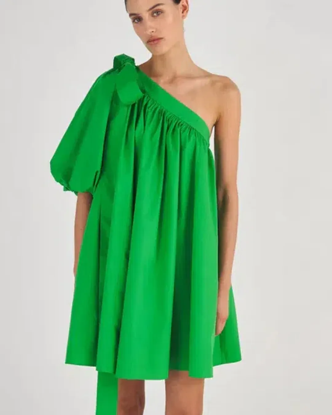 Oroton One Shoulder Mini Dress Meadow Green Size 10 for rent on The Volte - main image