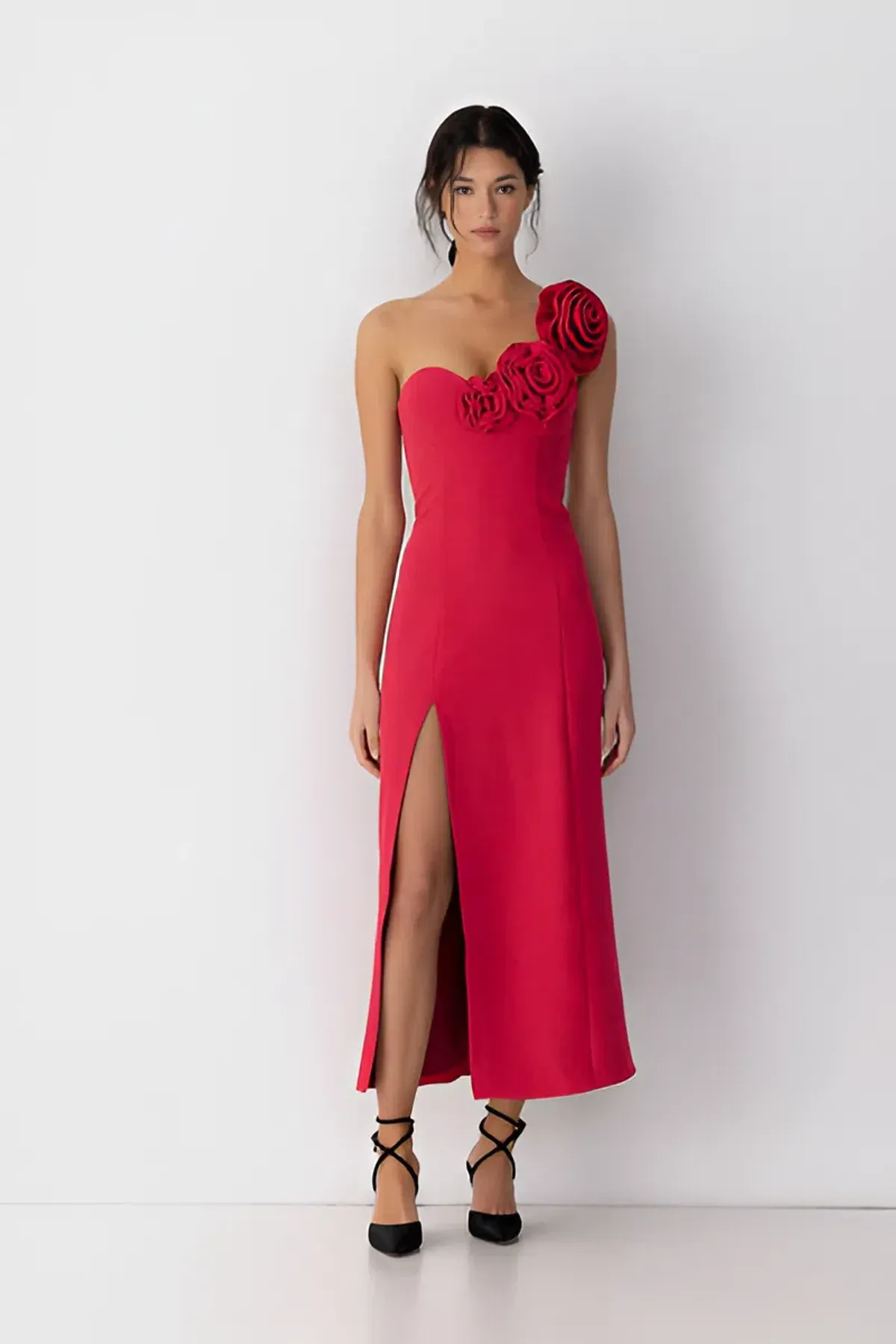 The Wolf Gang Flores Rose Midi Dress Red Size AU 8 - Image 1