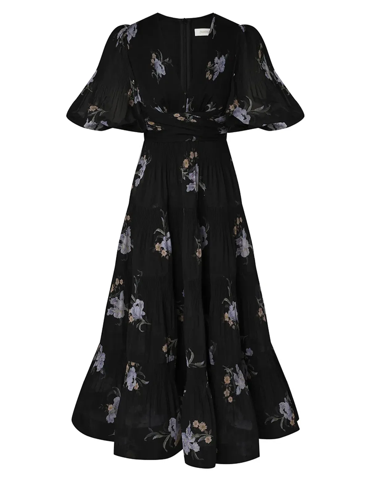 Zimmermann Pleated Midi Dress Black Iris Floral Size 2/ AU 12 - Image 5