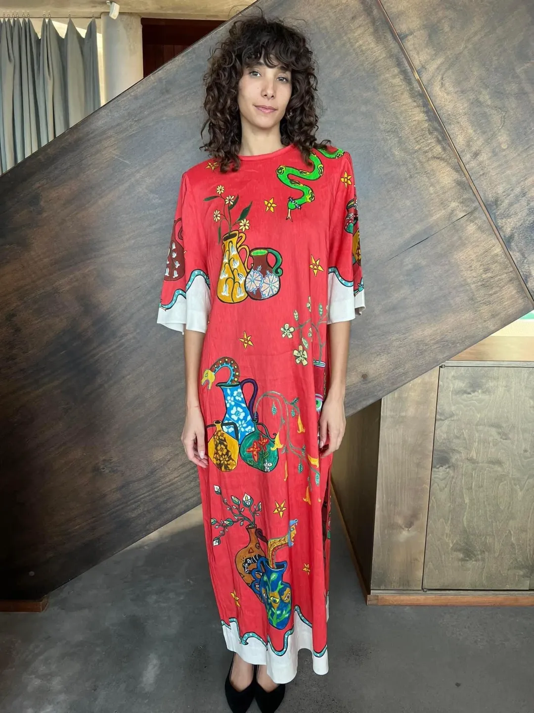 Alemais Rose Tee Dress in Red Print Size AU 8 for rent on The Volte - main image