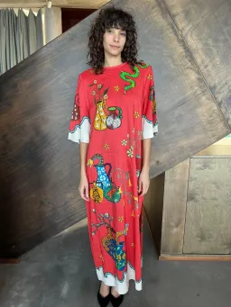 Alemais Rose Tee Dress in Red Print Size AU 8 for rent on The Volte - image 1