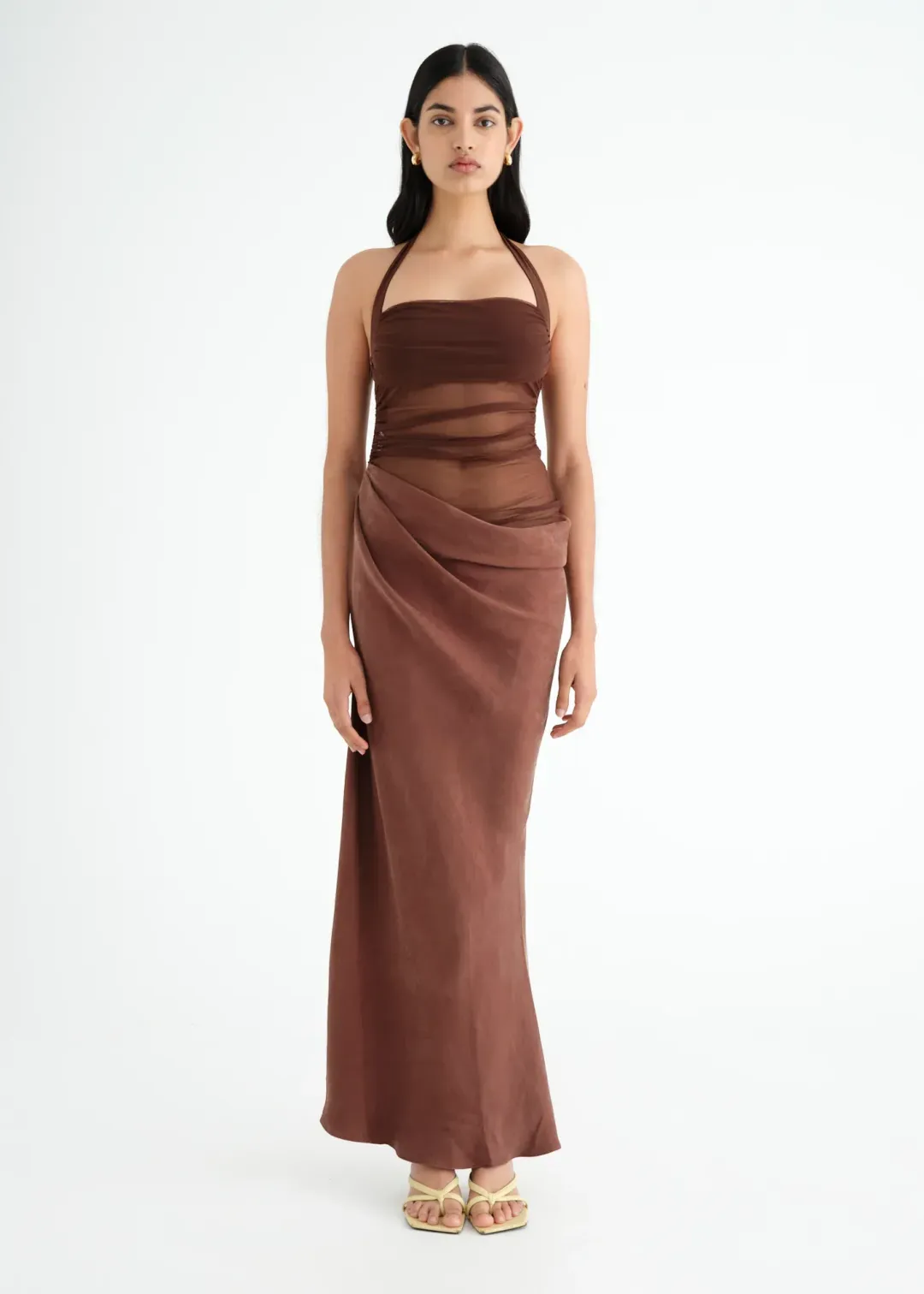 Benni Gina Maxi Dress Brown Size AU 10 for rent on The Volte - main image