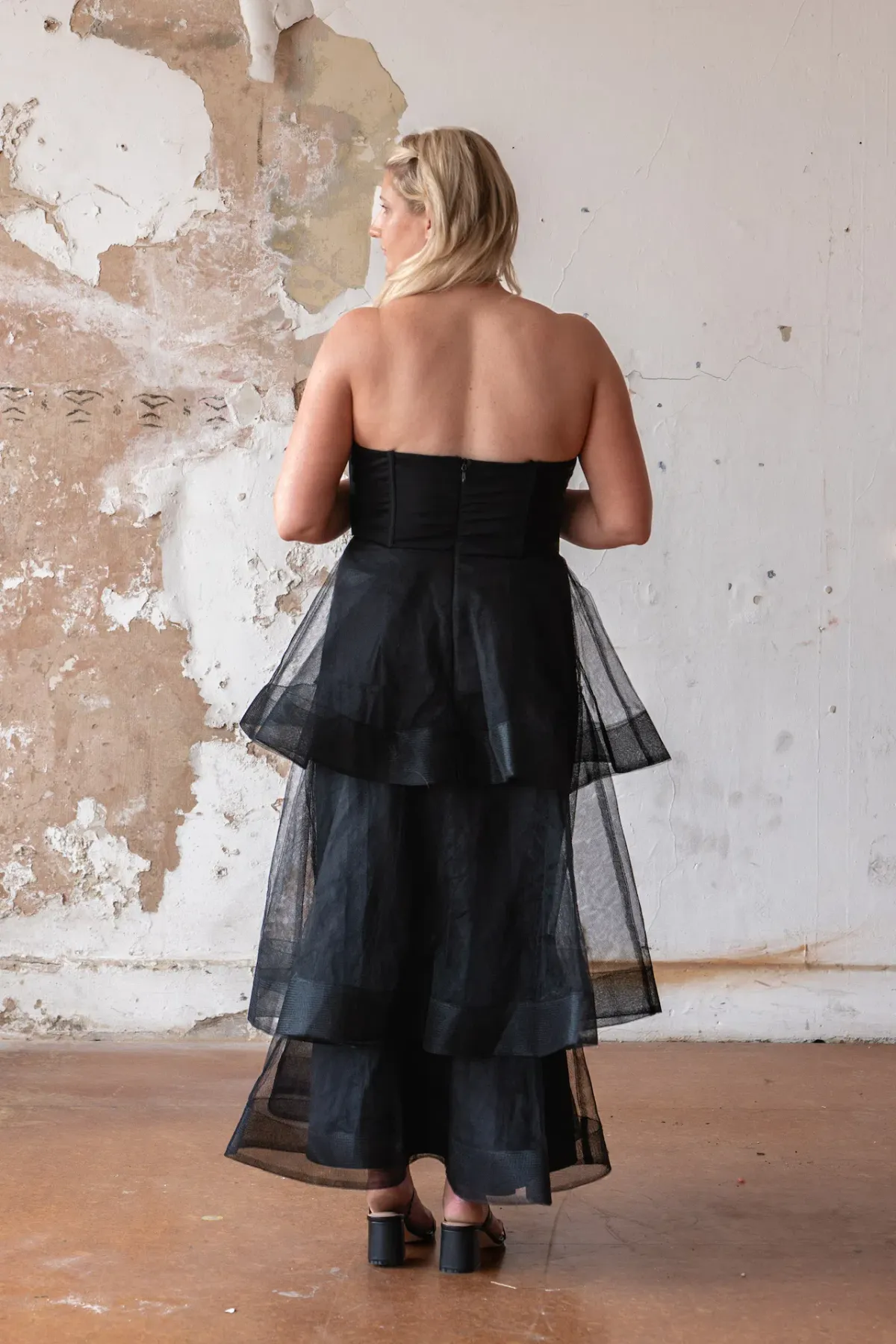 Bariano Kascade Tiered Ruffle Midi Maxi Dress Black Size AU 14 - Image 8