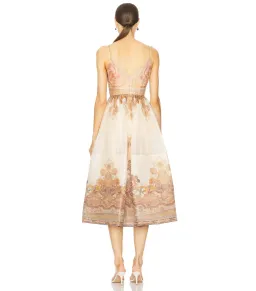 Zimmerman Illustration Draped Midi Dress In Cream Paisley Size 0 / AU 8 for rent on The Volte - image 2