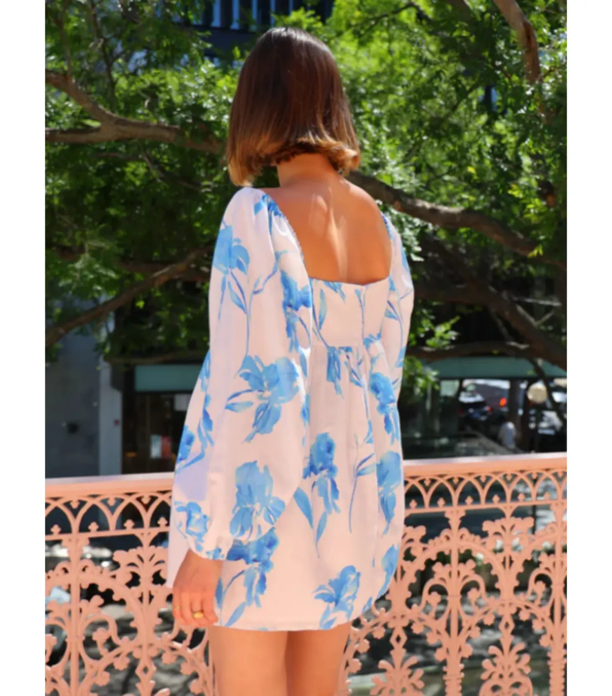 Issy Sweetheart Babydoll Dress in Blue Floral Print Size AU 14 - Image 3