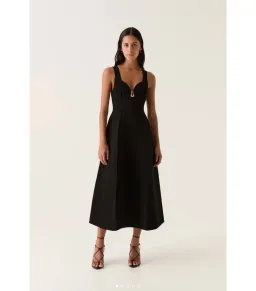 Aje Marisole Knit Midi Dress Black Size M / AU 10 for rent on The Volte - image 1
