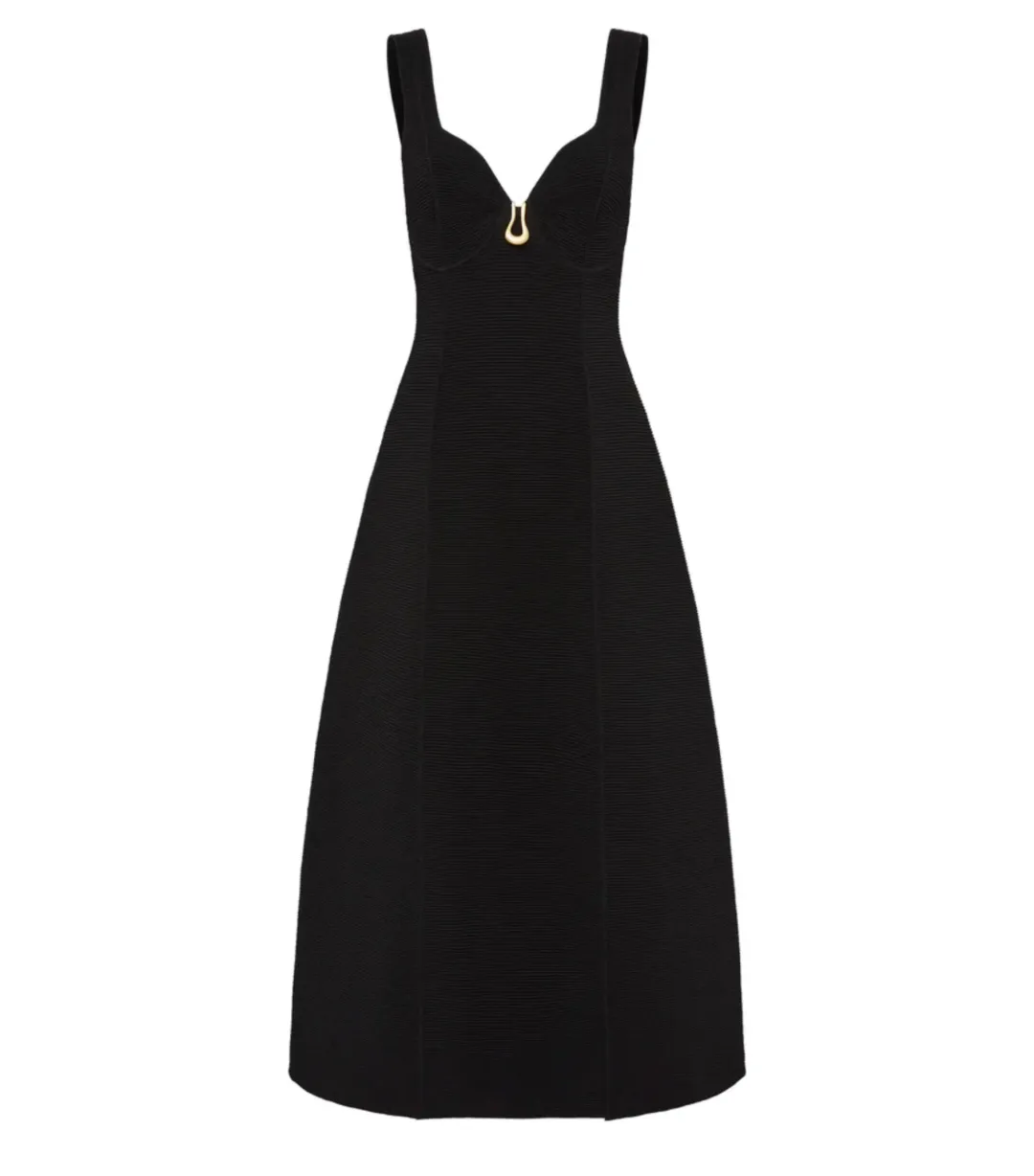 Aje Marisole Knit Midi Dress Black Size M / AU 10 for rent on The Volte - main image