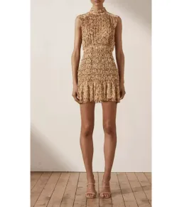 Shona Joy Colette High Neck Corded Mini Dress Print Size AU 10 for rent on The Volte - image 1