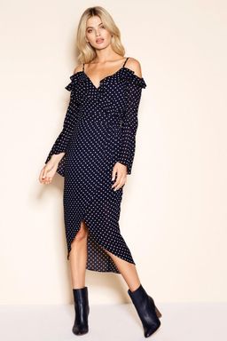 Sheike Alliance Blue Polka Dot Dress Navy 6 for rent on The Volte - image 2