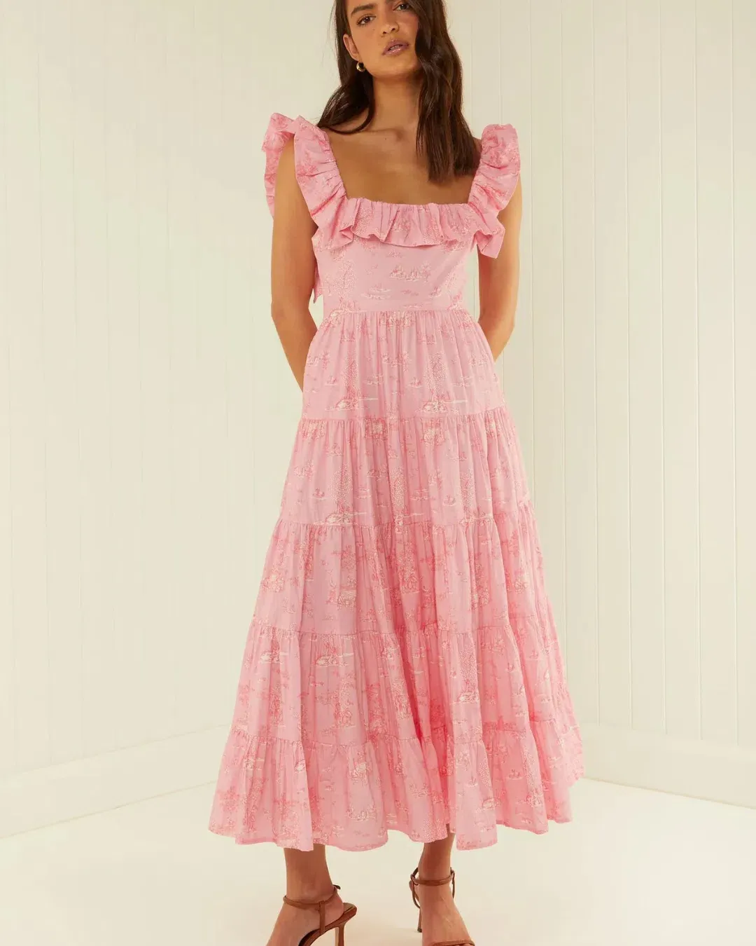Palm Noosa Leon Midi Dress in Pink Province Size 6 for rent on The Volte - main image
