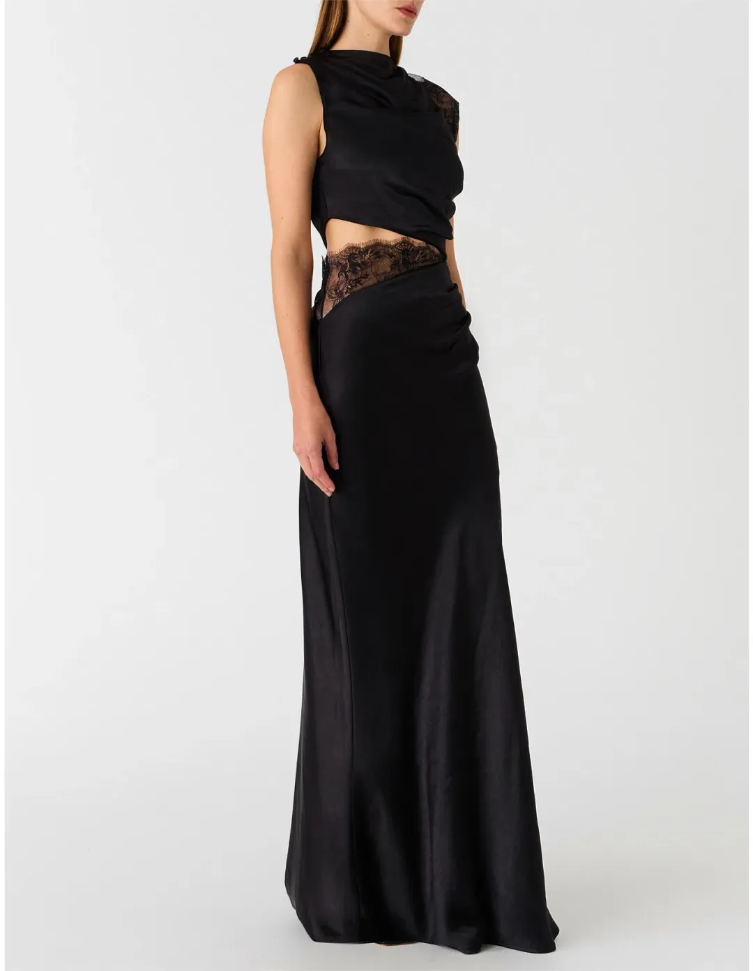 MISHA Kimora Satin Dress Black Size 12 for rent on The Volte - main image