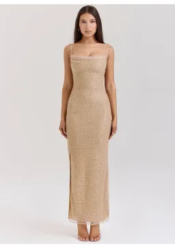 House of CB Calla Embellished Maxi Dress Seapearl Size S / AU 8 for rent on The Volte - image 1