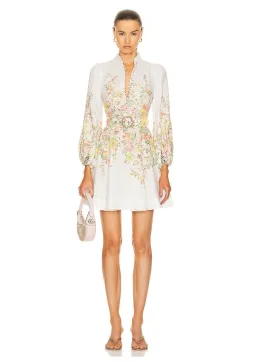 Zimmermann Matchmaker Buttoned Mini Dress Ivory Coral Floral Size 4/ AU 16 for rent on The Volte - image 1