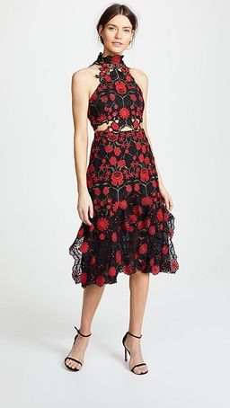 Thurley English Rose Midi Dress Black & Red Sz 6 for rent on The Volte - image 2