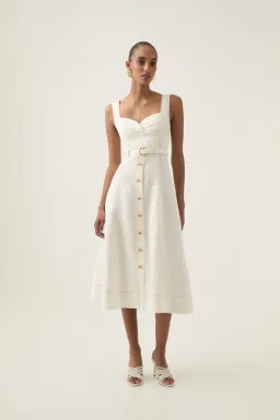 Aje Primary Belted Midi Dress Ivory Size 10 for rent on The Volte - image 1