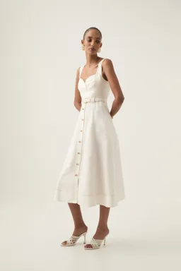 Aje Primary Belted Midi Dress Ivory Size 10 for rent on The Volte - image 4