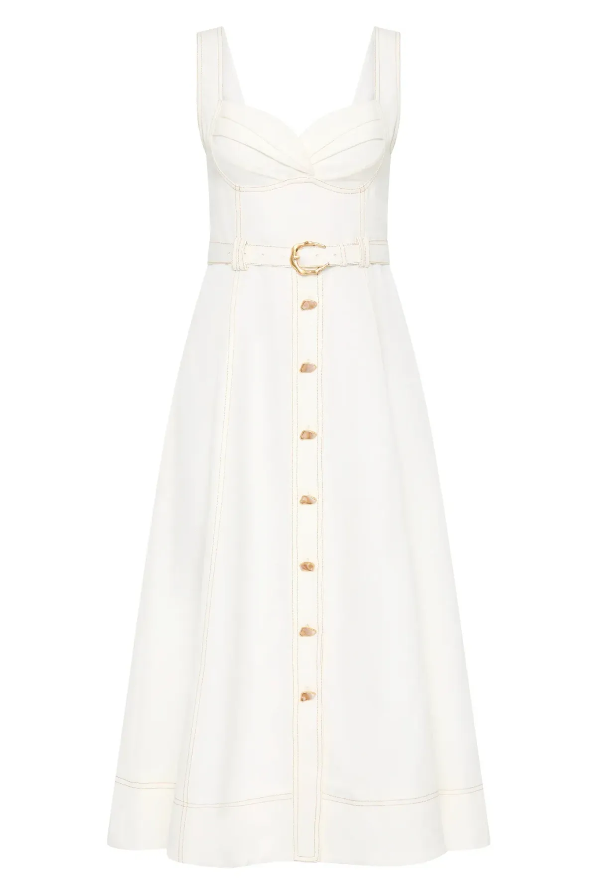 Aje Primary Belted Midi Dress Ivory Size 10 - Image 5