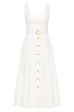 Aje Primary Belted Midi Dress Ivory Size 10 for rent on The Volte - image 5