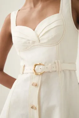 Aje Primary Belted Midi Dress Ivory Size 10 for rent on The Volte - image 2