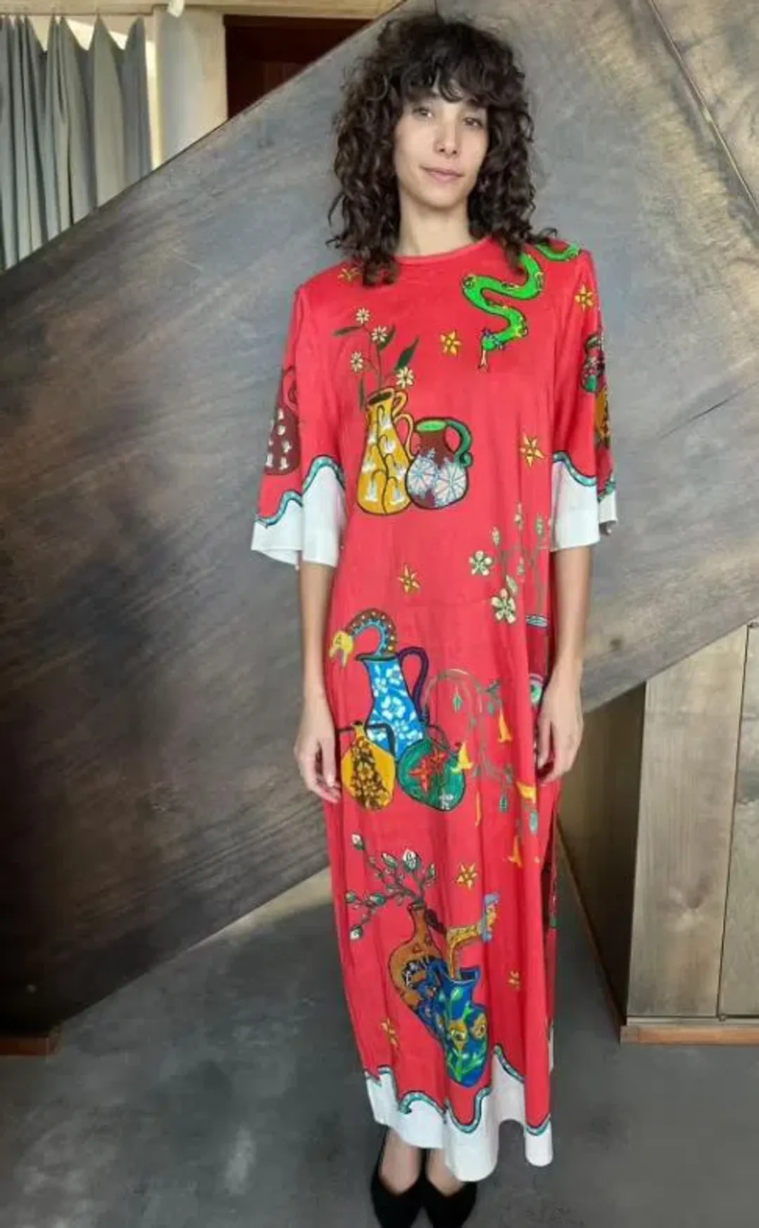 Alemais Rose Midi Tee Dress Red Multi Size 10 for rent on The Volte - main image