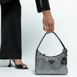 Prada Satin Crystal Mini Bag Black for rent on The Volte - image 3