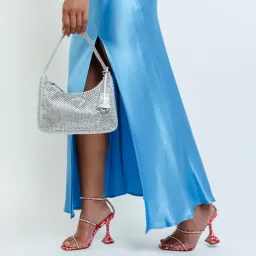 Prada Satin Crystal Mini Bag Silver for rent on The Volte - image 3