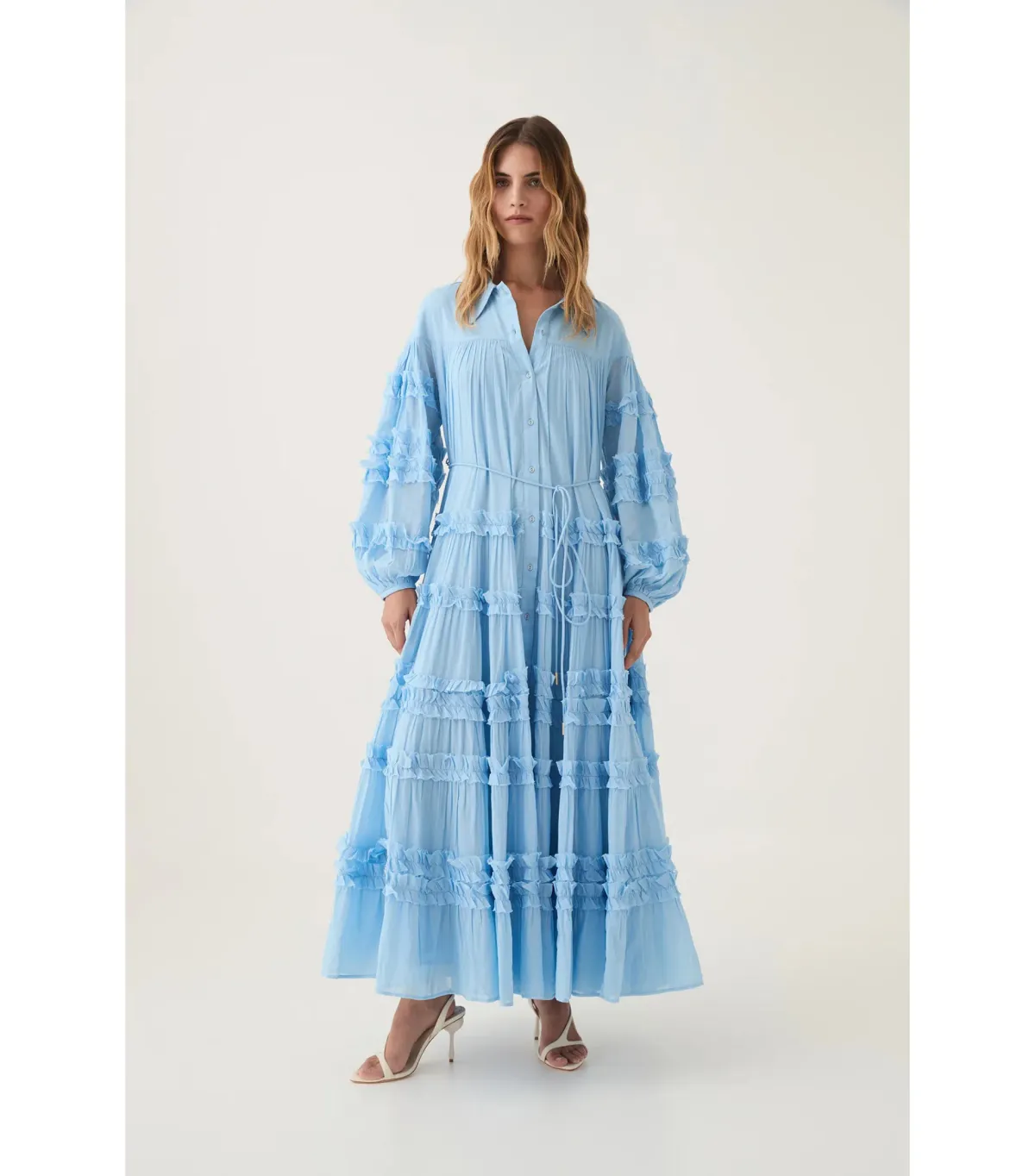 Aje Pastiche Tiered Maxi Dress Powder Blue Size AU 6 - Image 3
