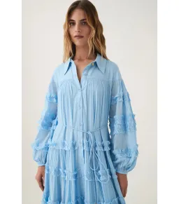 Aje Pastiche Tiered Maxi Dress Powder Blue Size AU 6 for rent on The Volte - image 2