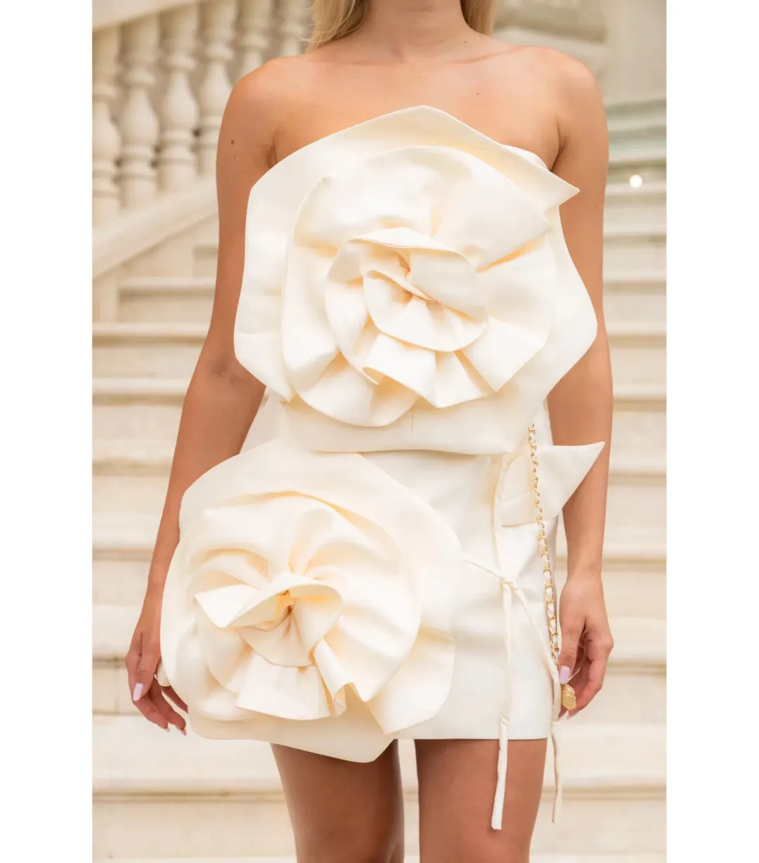 Sierra Darien Voluminous Flower Design Dress Silver Size AU 8 for rent on The Volte - main image