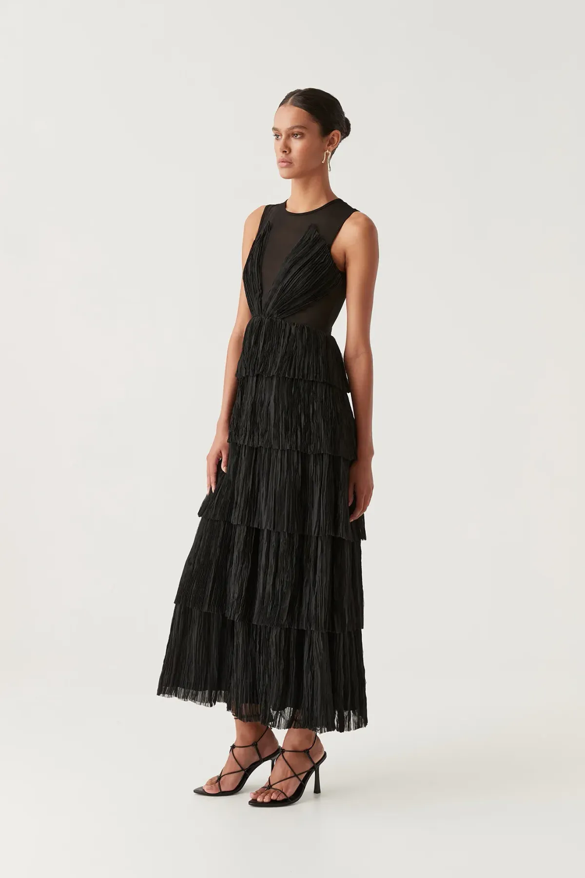 Aje Escapist Black Tiered Maxi Dress Size 10 - Image 3