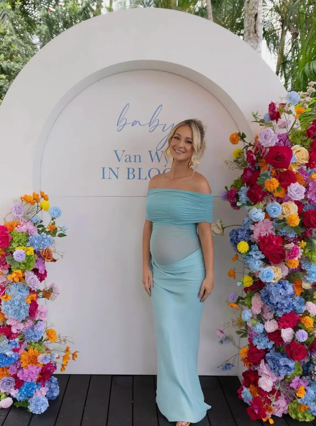 Benni Nico Off The Shoulder Maxi Dress in Aquamarine Size 6 - Image 6