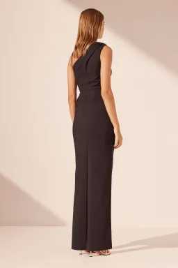 Shona Joy Lani Asymmetrical Gathered Maxi Dress in Black Size 8 for rent on The Volte - image 3