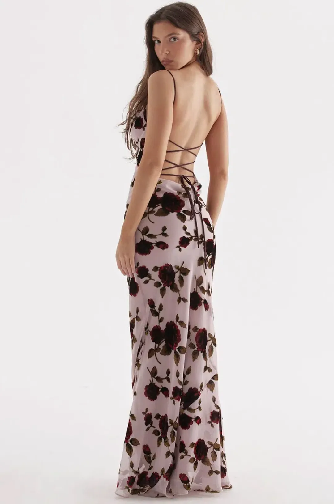 House of CB Serena Maxi Dress Pink Devore Size S / AU 8 for rent on The Volte - main image