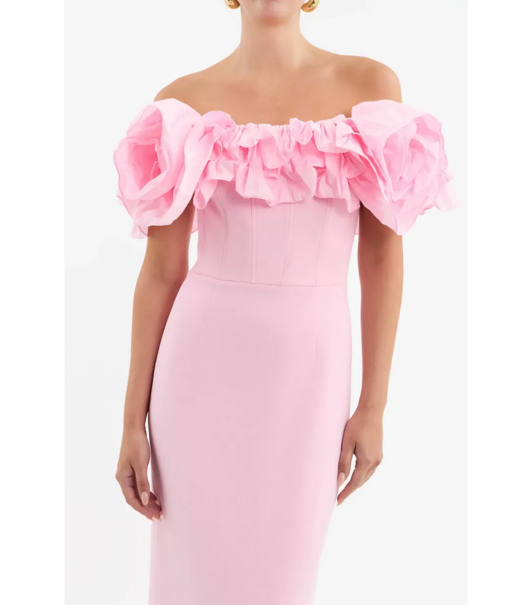 Rebecca Vallance Jenna Off Shoulder Gown Pink Size AU 4 for rent on The Volte - main image