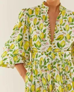 Palm Noosa Royal Flush Dress Lemon Print Size AU 12 for rent on The Volte - image 2