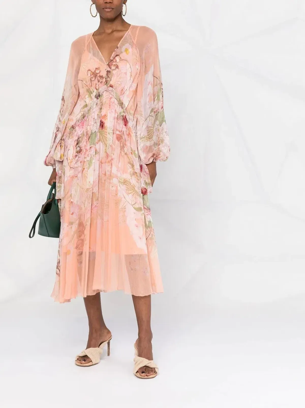 Zimmermann Dancer Drawn Midi Dress Blush Garden Floral Size 3 / AU 14 - Image 1