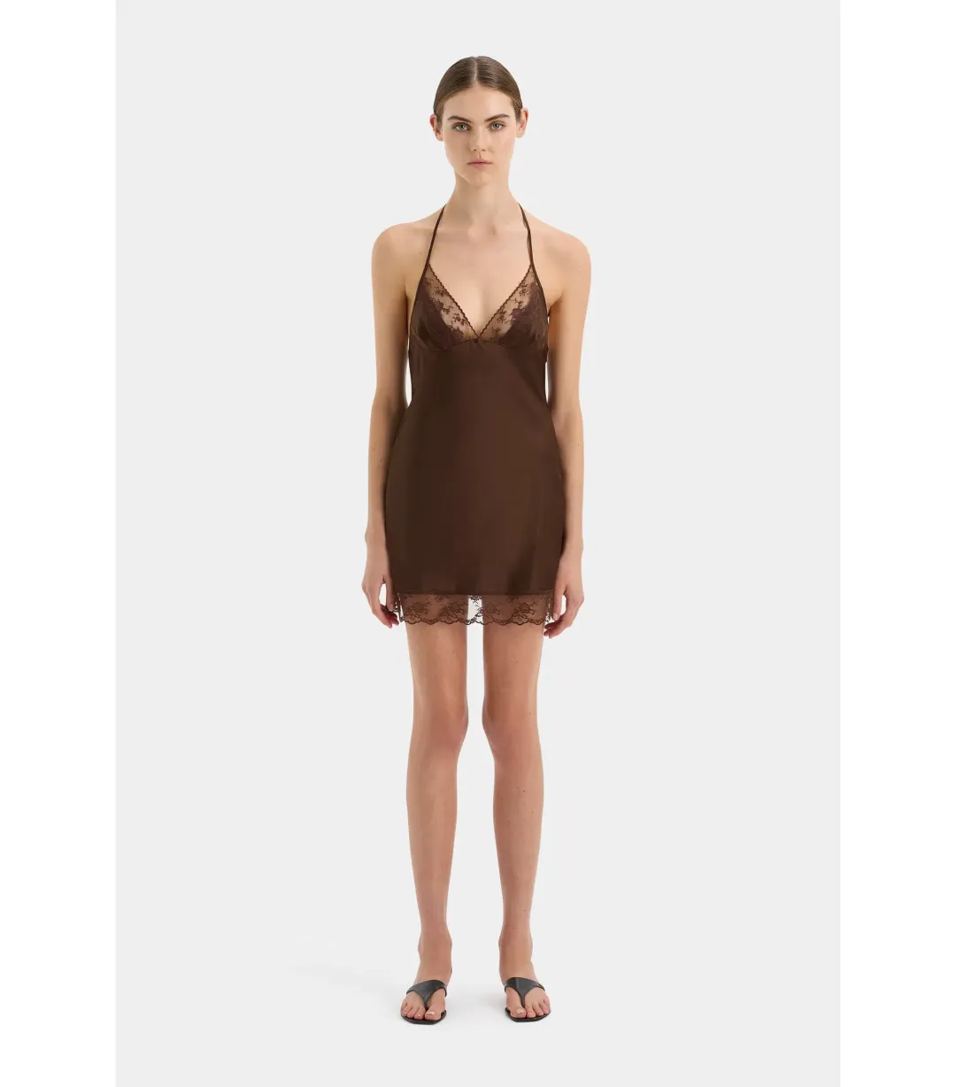 Sir The Label Aries Halter Mini Dress Chocolate Brown Size 0 / AU 6 for rent on The Volte - main image