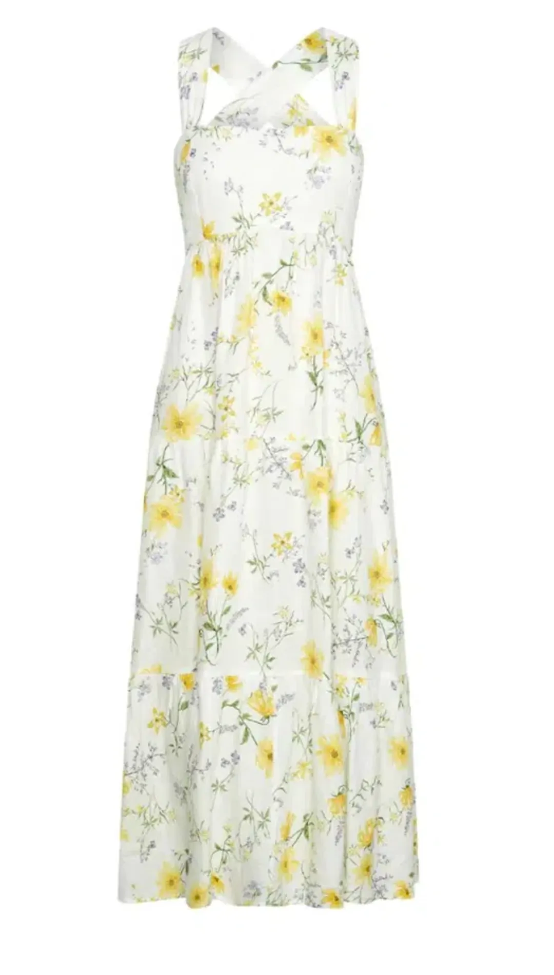 Kivari Adaline Wide Strap Linen Midi Dress Floral Size 10 for rent on The Volte - main image
