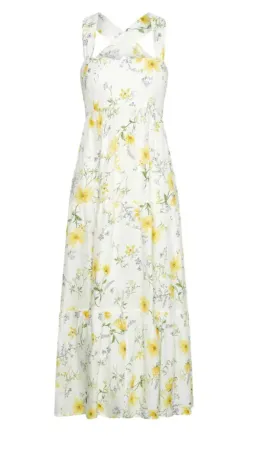 Kivari Adaline Wide Strap Linen Midi Dress Floral Size 10 for rent on The Volte - image 4