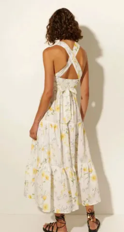 Kivari Adaline Wide Strap Linen Midi Dress Floral Size 10 for rent on The Volte - image 3