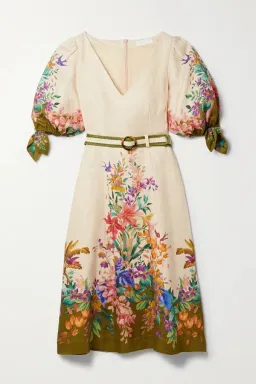 Zimmermann Tropicana Belted Linen Midi Dress in Cream Floral Print Size 3 / AU 14 for rent on The Volte - image 6