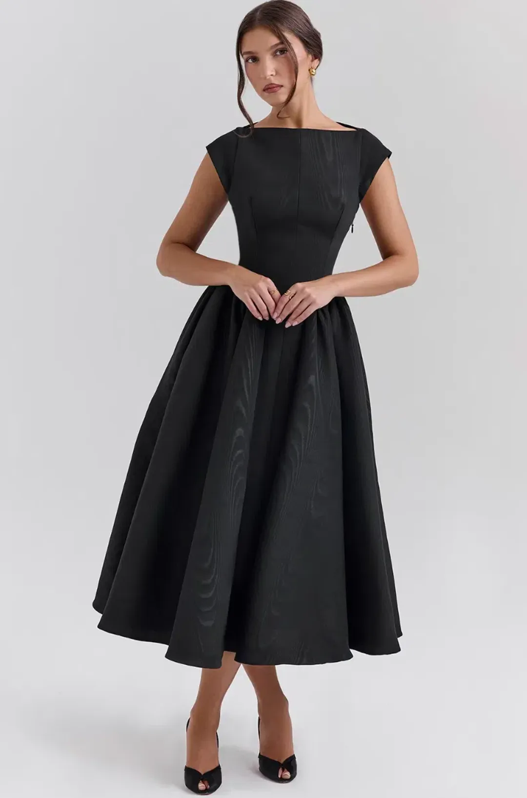 House of CB Debutante Moire Satin Backless Midi Dress Black Size S / AU 8 for rent on The Volte - main image