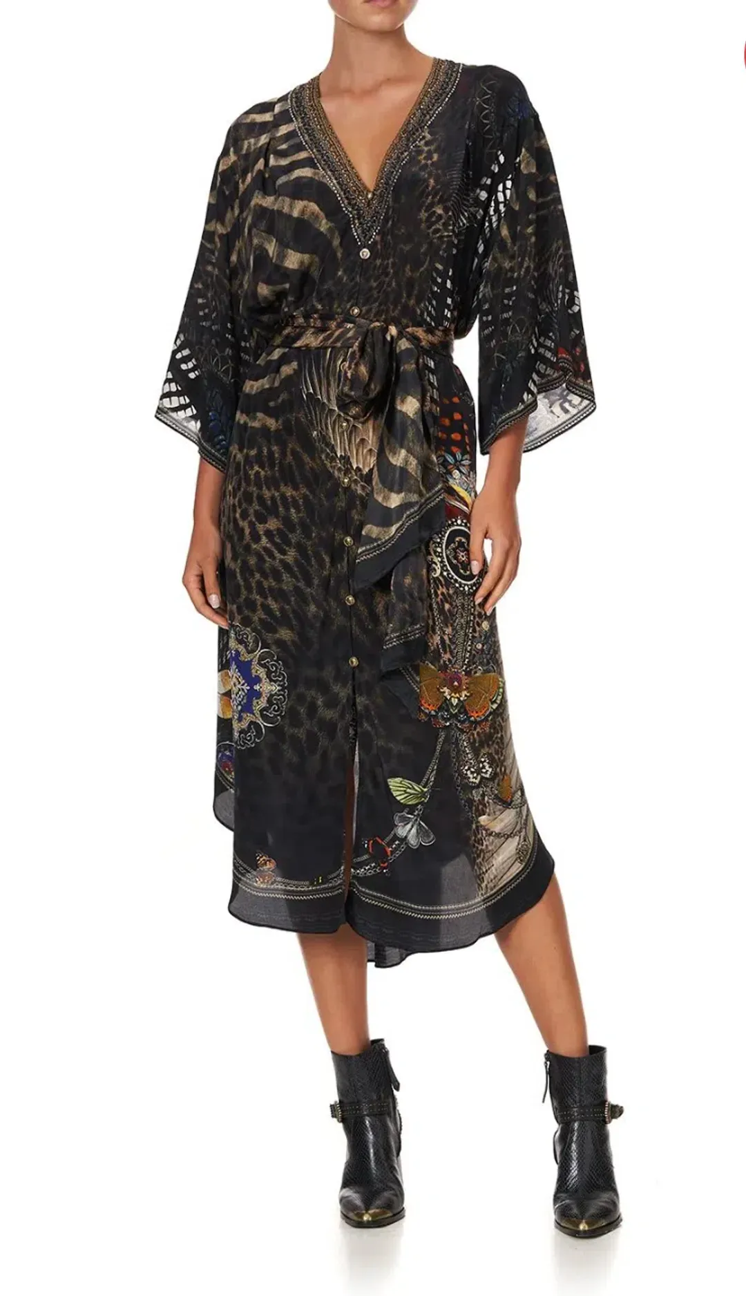 Camilla Treasure Chaser Loose Button Through Silk Dress Print Size 16 for rent on The Volte - main image