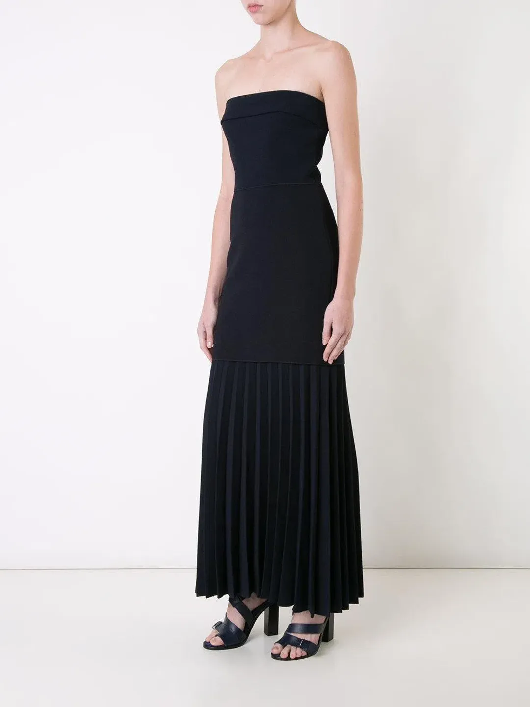 Dion Lee Linear Pleat Crepe Strapless Dress Black Size XS / AU 6 for rent on The Volte - main image