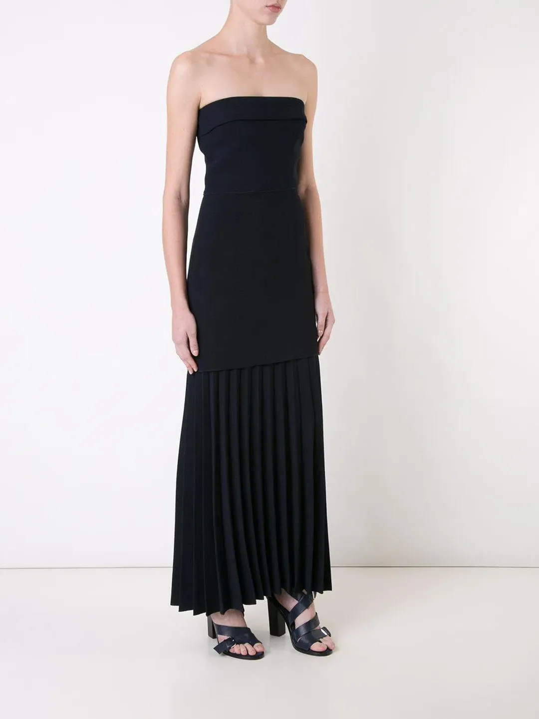 Dion Lee Linear Pleat Crepe Strapless Dress Black Size XS / AU 6 for rent on The Volte - main image